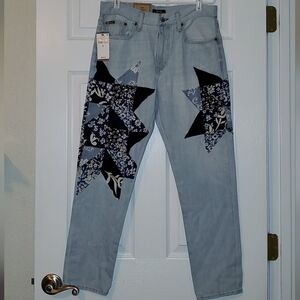 POLO Ralph Lauren The Avery Boyfriend Jeans Star Quilt Patchwork Pattern Size 26